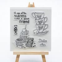 WooYangFun Joyful Home - 1 Taza de café con Sello de Goma Transparente para Hacer Tarjetas- Decoración y álbumes de…